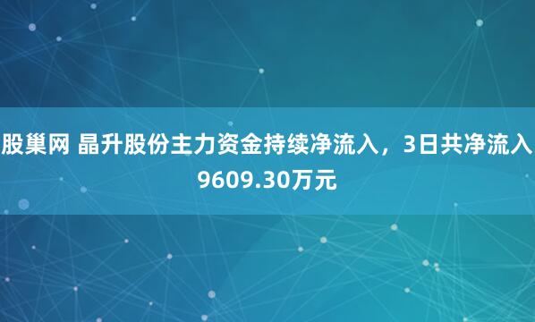 股巢网 晶升股份主力资金持续净流入，3日共净流入9609.30万元